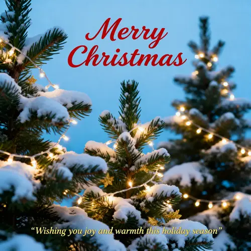 Festive Christmas Card Design with Pine Trees