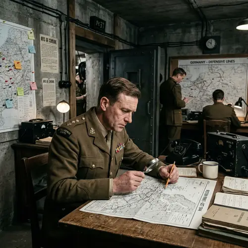 World War II Intelligence Officer in War Bunker