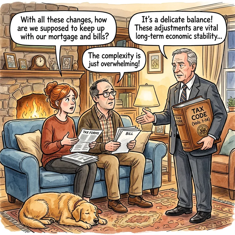 Household and Government Relations: Editorial Cartoon on Tax Policy Concerns