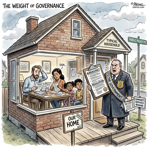 Household and Government Relationship: Editorial Cartoon