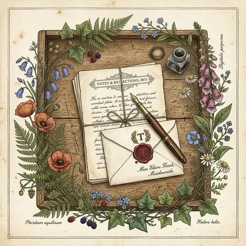 Vintage Botanical Stationery Illustration