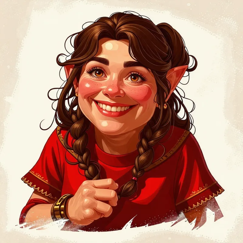 Charming Female Dwarf in Red Tunic Charming Female Dwarf in Red Tunic