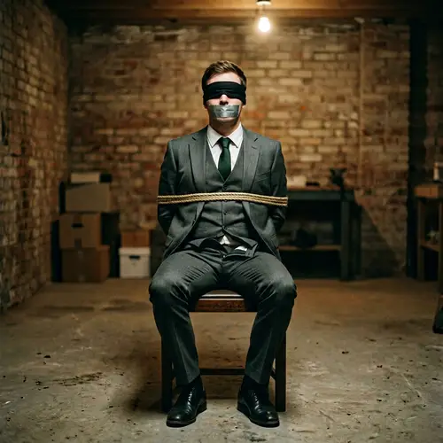 Mystery Man Tied Up in Classical Suit