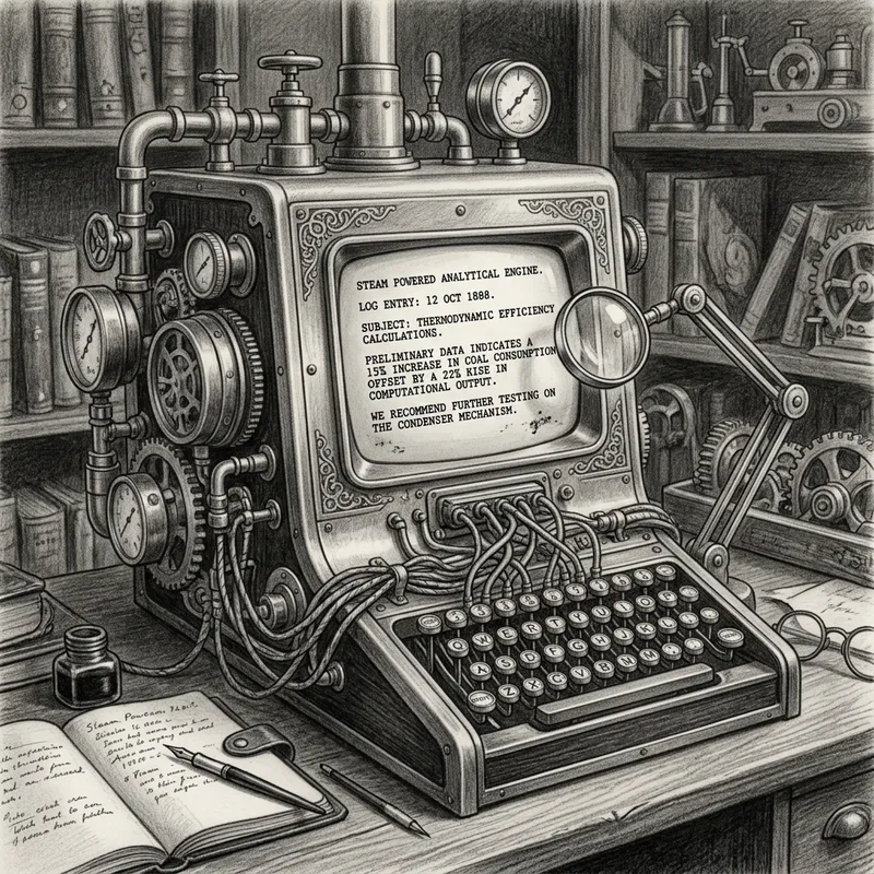 Vintage Steampunk Computer: High Contrast Retro Aesthetic