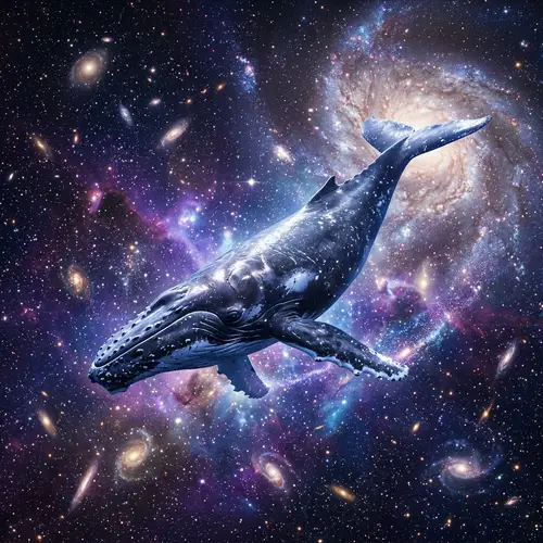 Whale Flying Through Cosmos | Surreal Space Exploration