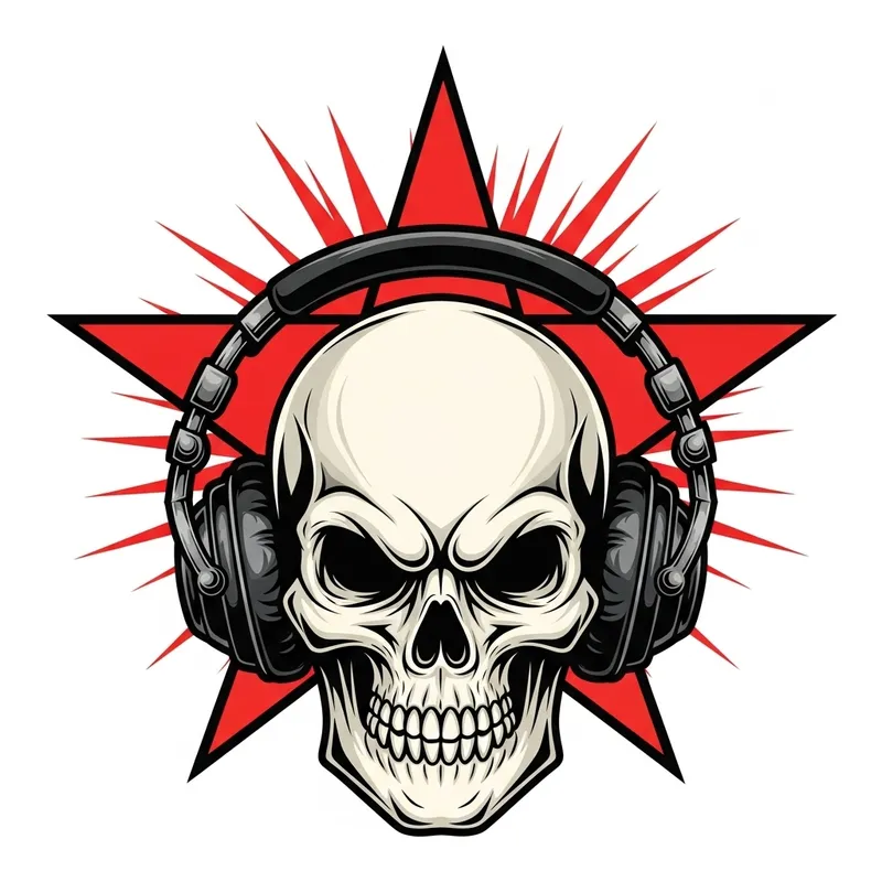 Rock Band Logo Design with Skull and Star