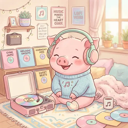 Pastel Pig for Music Lovers