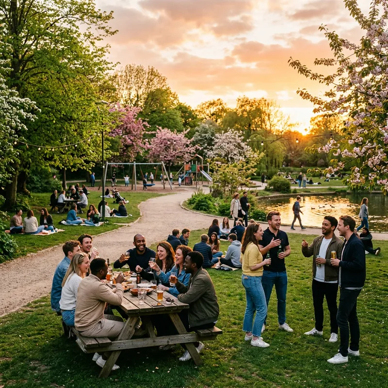 Gathering at Grins Area with Friends at Sunset