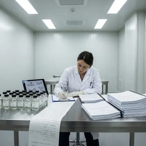 Pharmer Precision: Dedicated Pharmacologist in Bright Studio