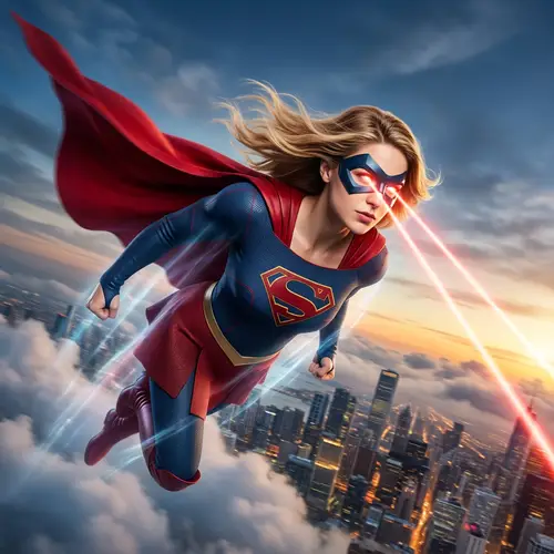 Superhero Girl with Powers and Mask