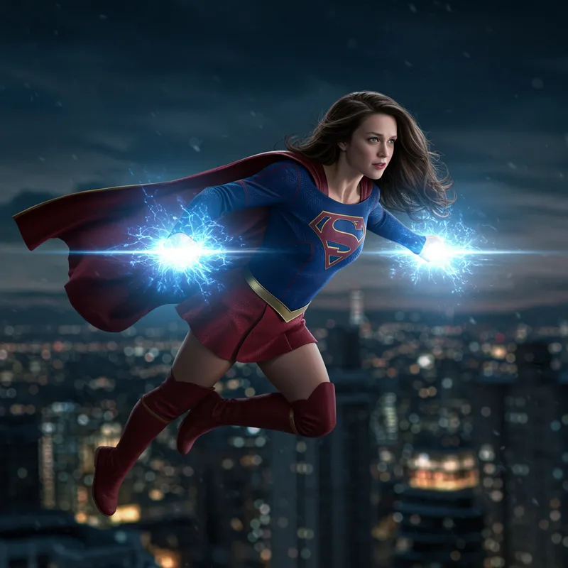 Superhero Girl with Powers and Mask