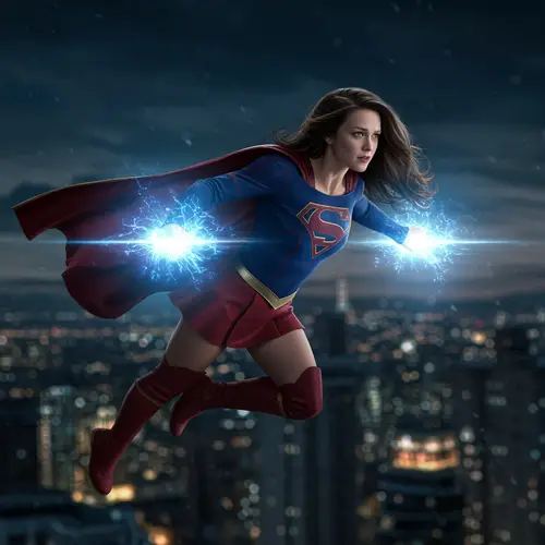 Superhero Girl with Powers and Mask