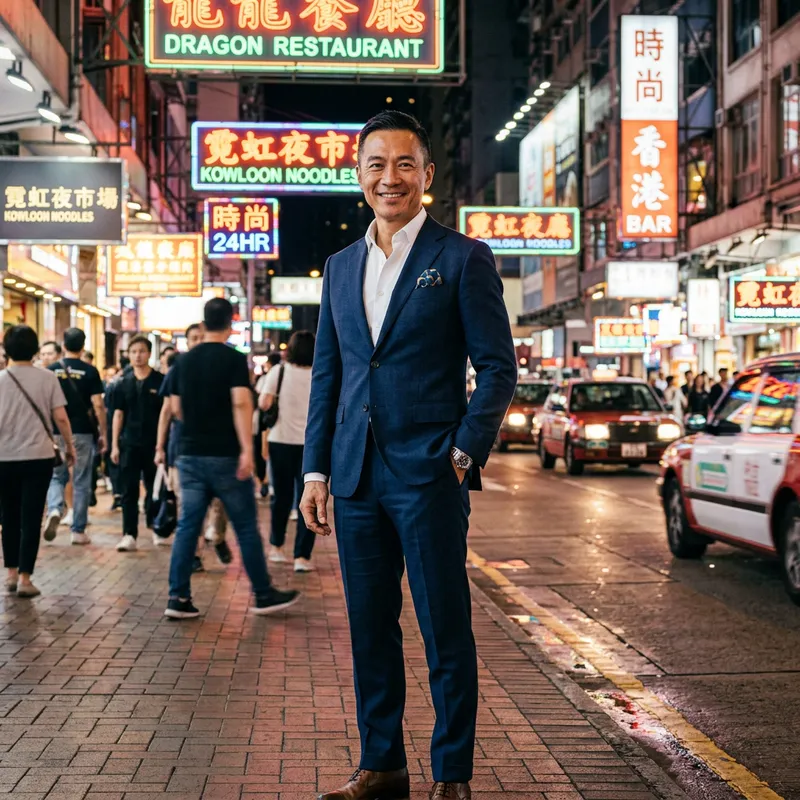 Stylish Chinese Man 刘德华 on Urban Street