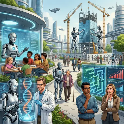 Futuristic AI Technology: Robots in Education, Healthcare, and Construction