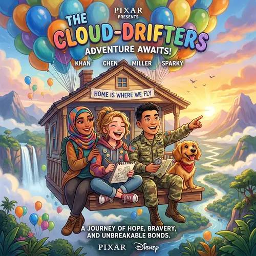 Adventure Poster: Up-inspired Scene with Diverse Characters