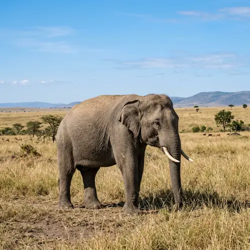 Majestic Elephant Standing in Grassland