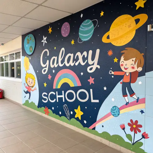 Attractive Wall Painting Ideas for Galaxy International School