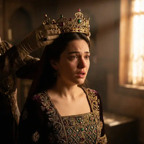 Regal Persian Gown Close-Up Portrait