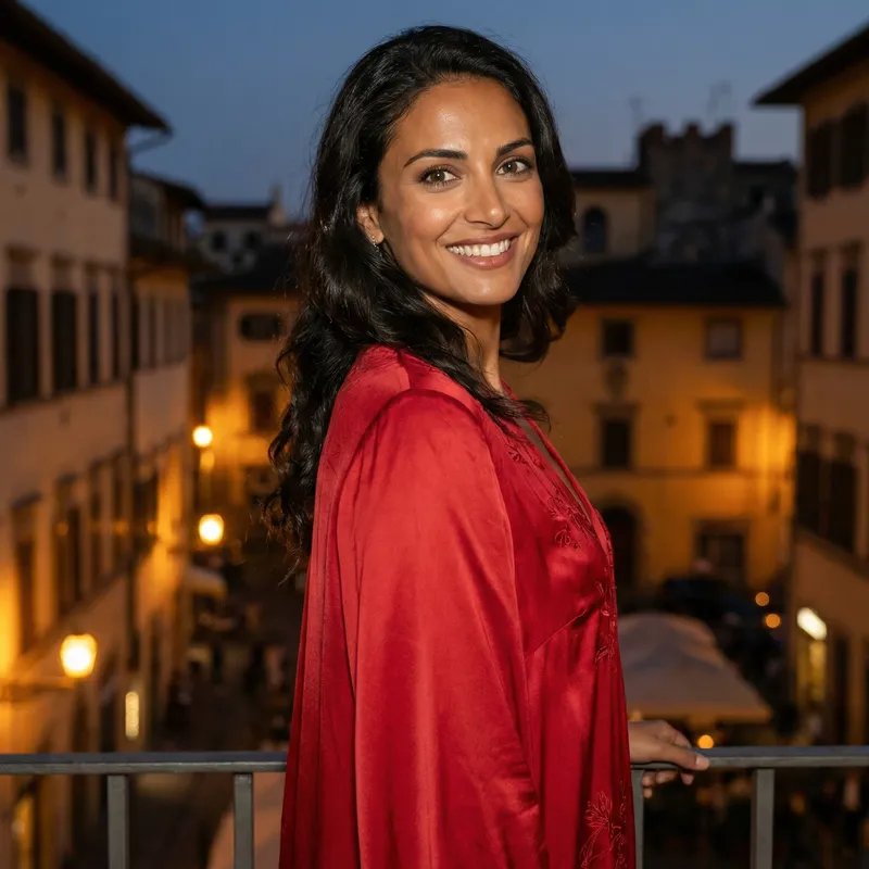 Captivating Penelope Cruz Look-Alike in Red Evening Gown