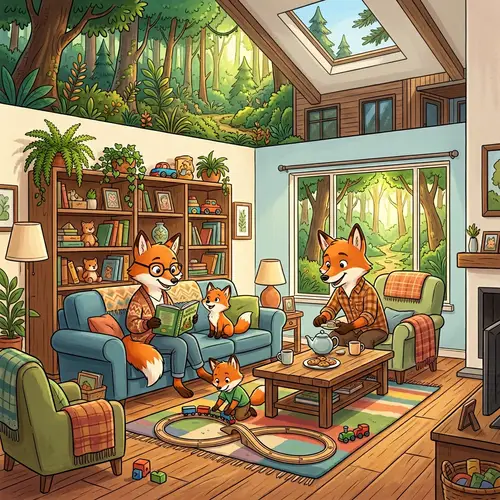 Charming Cartoon Fox Family Home Near the Woods