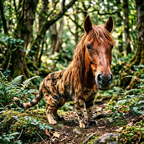 Surreal Cat with Horse Head - Unique Feline Equine Fusion