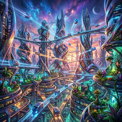 Abstract Futuristic Cityscape: A Dazzling Vision