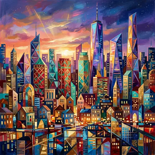Abstract Cityscape Art: A Colorful Urban Experience