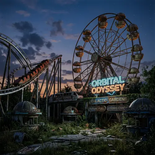 Abandoned Retro Futuristic Amusement Park - Eerie Urban Decay