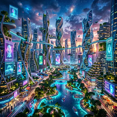 Futuristic Abstract Cityscape | Vibrant Urban Artwork