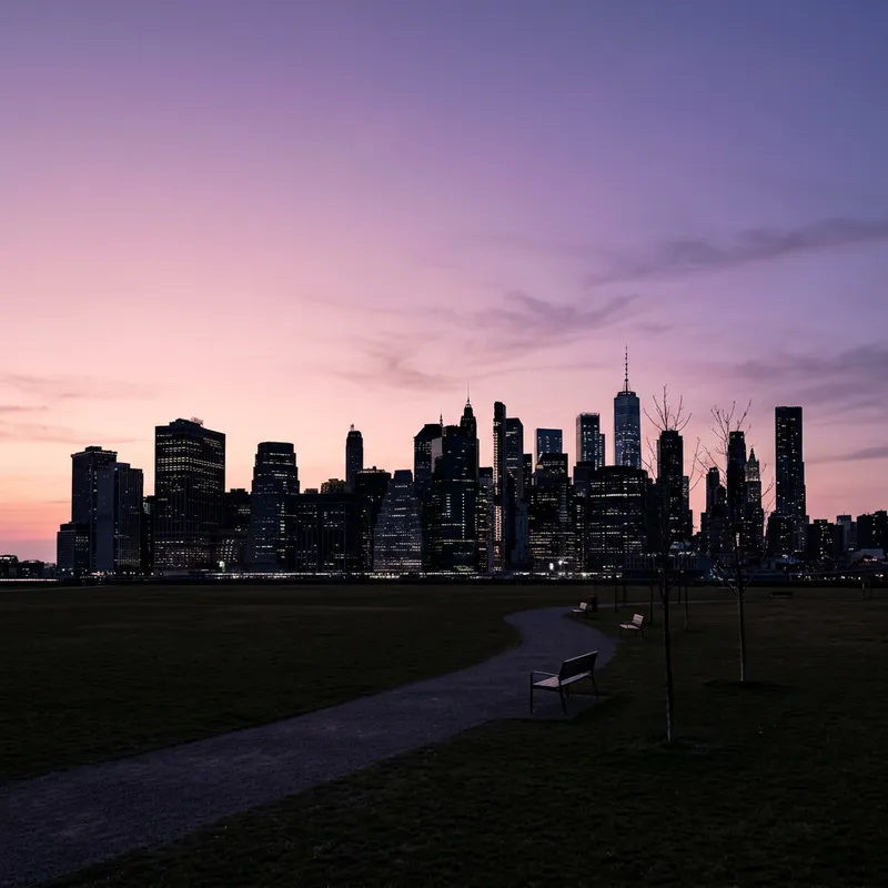 Minimalist Cityscape Art: Tranquil Skyline