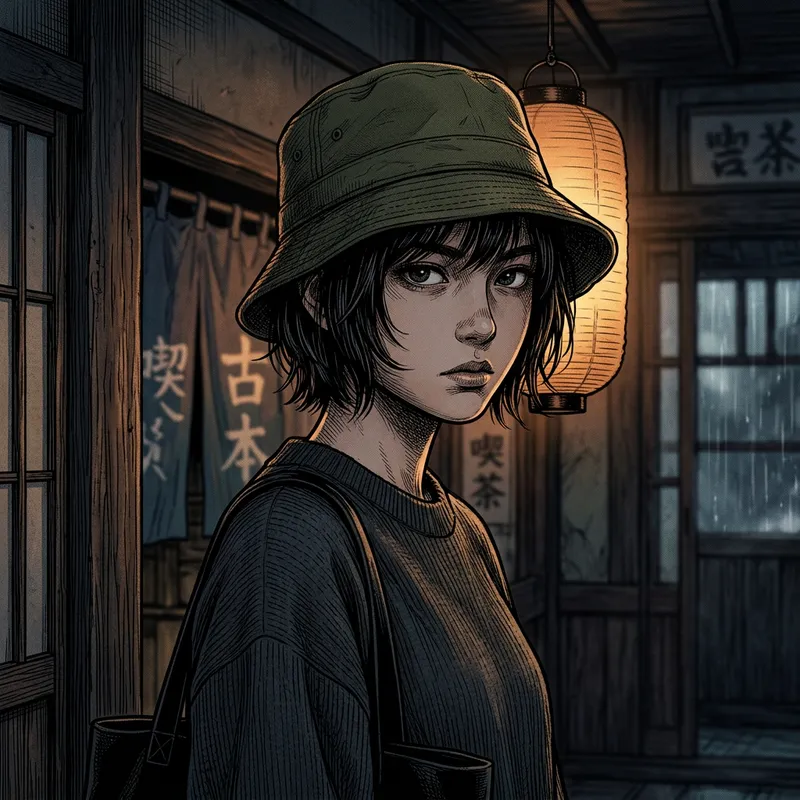 Japanese Anime-Inspired College Student | Moody Lighting, Intricate Manga Style