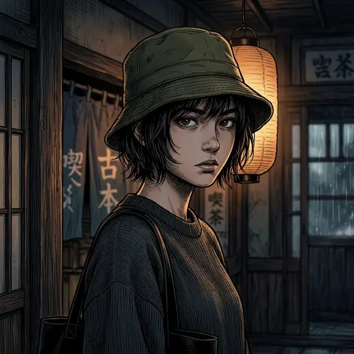 Japanese Anime-Inspired College Student | Moody Lighting, Intricate Manga Style