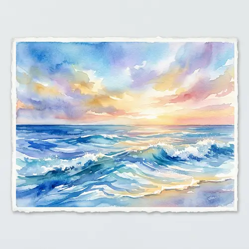 Abstract Ocean Waves: A Timeless Watercolor Beauty