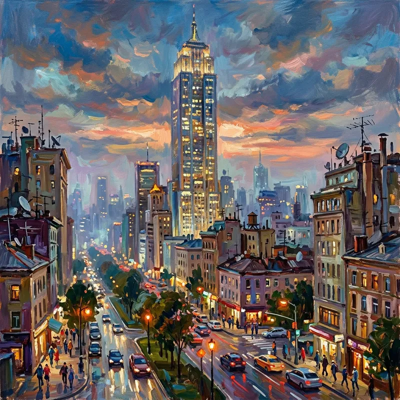 Impressionistic Cityscape Painting: Urban Life Art Impressionistic Cityscape Painting: Urban Life Art