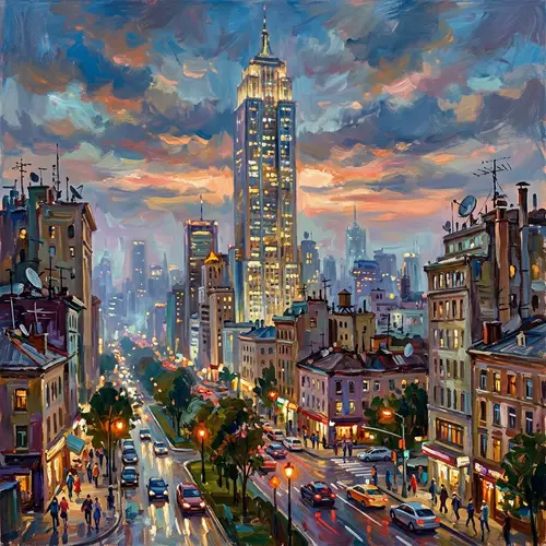 Impressionistic Cityscape Art: Vibrant Urban Life Painting