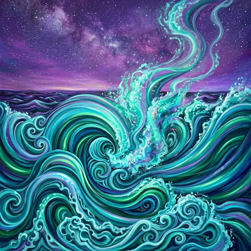 Abstract Ocean Waves: Colorful Patterns in Motion