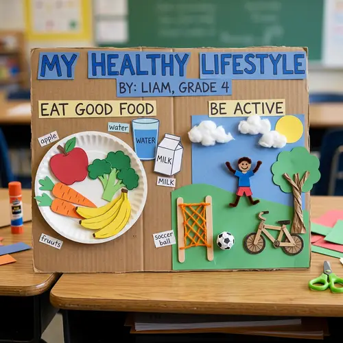 Creative 4th-Grade Craft: Healthy Lifestyle Theme with Colored Paper