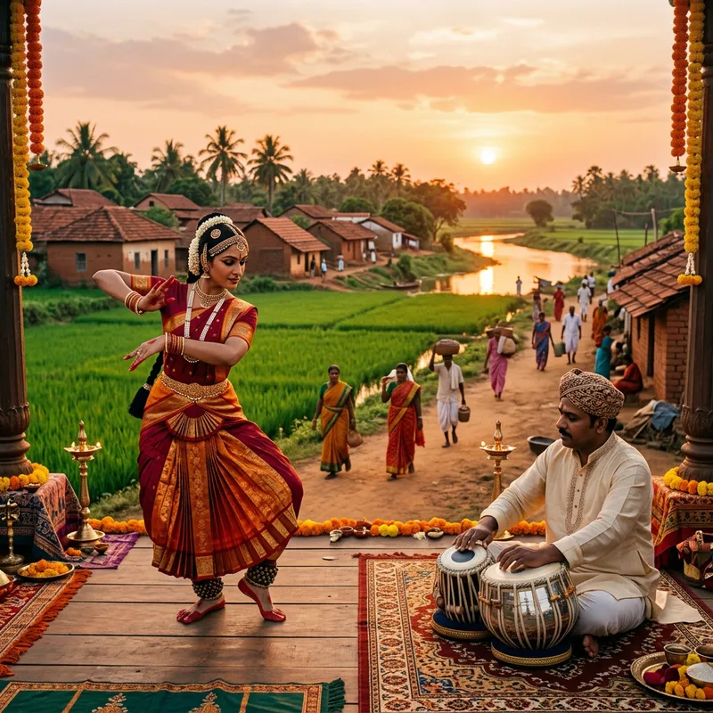 India Traditional Culture: Saree Dancer & Tabla Player