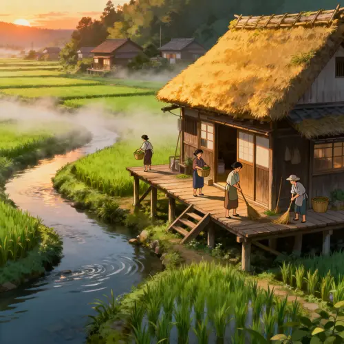 Peaceful Southeast Asian Village Animation