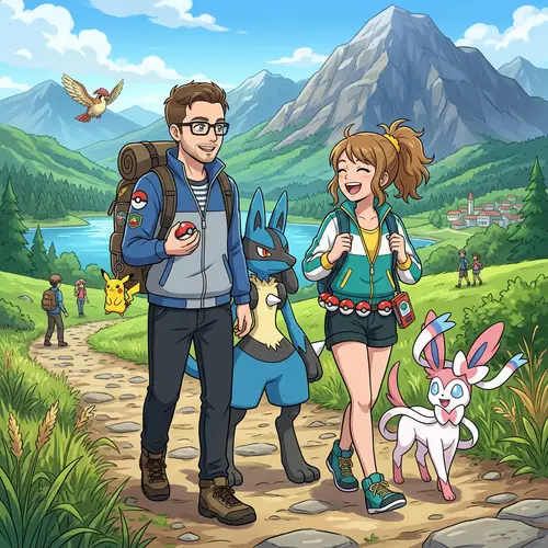 Pokemon Trainers: Beard Guy and Blonde Woman