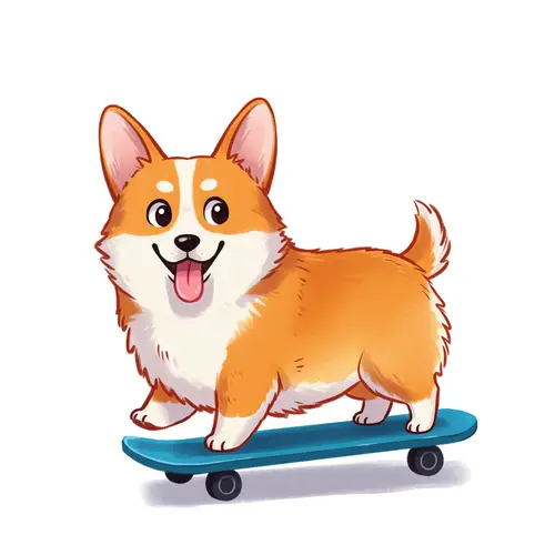 Playful Corgi Skate Animation - Whimsical Art