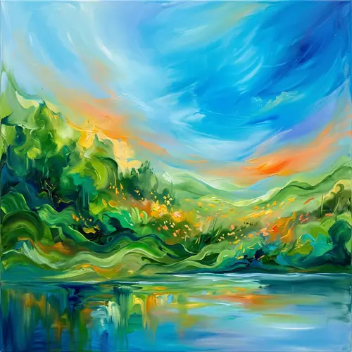 Abstract Interpretation of Nature: Color Gradients & Tranquil Landscapes