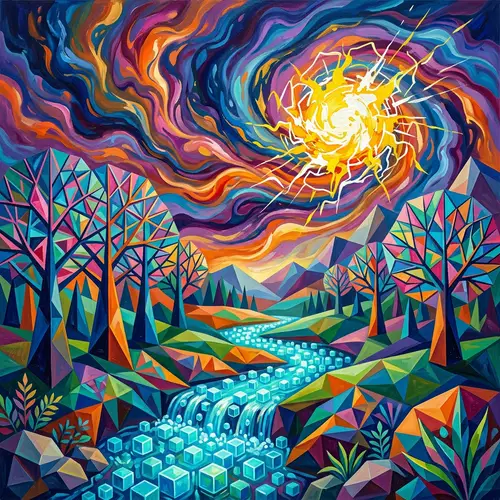 Abstract Nature Landscape with Vibrant Colors