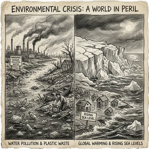 Environmental Challenges: World Pollution Sketch
