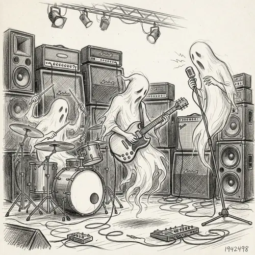 Ghostly Band in Grey Pencil Art