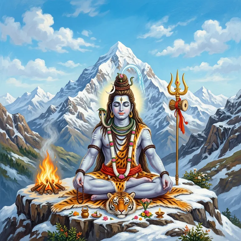 Mahadev Wallpaper: Tranquil Hindu Deity in Himalayas for Mobile