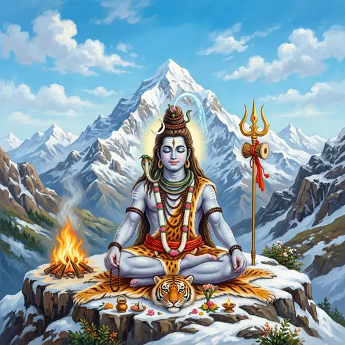Mahadev Wallpaper: Tranquil Hindu Deity in Himalayas