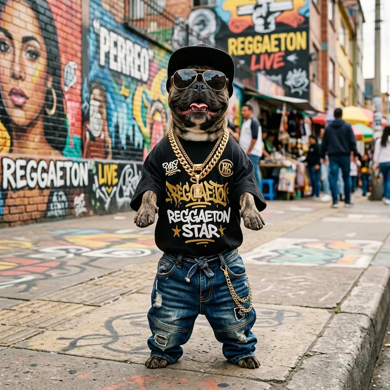 Reggaeton Dog Styling in Cool Outfit
