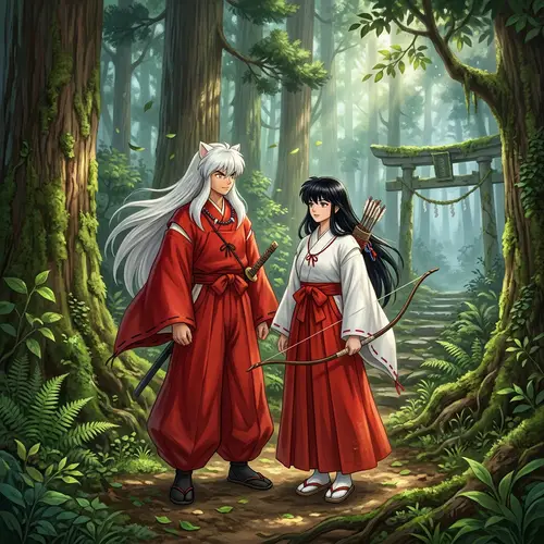 Inuyasha and Kikyo: Japanese Fantasy Characters