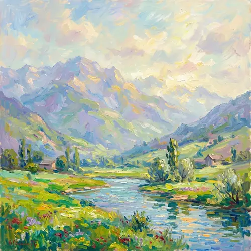 Impressionist Mountain Landscape Art